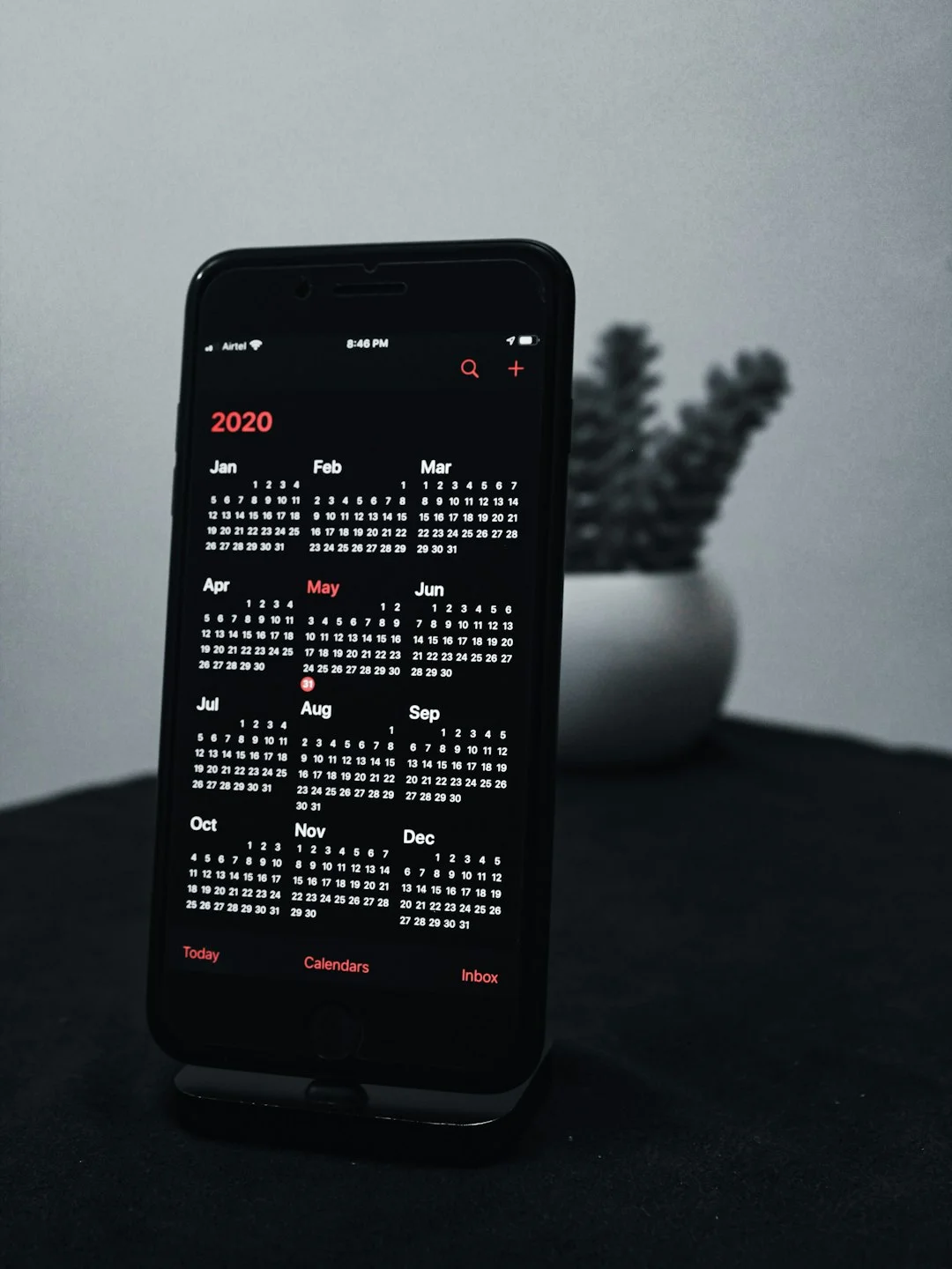 Executive calendar displayed on the mobile phone.